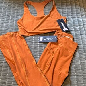 Wolven Activewear Set - Tumeric Yoga Sports Bra & Leggings